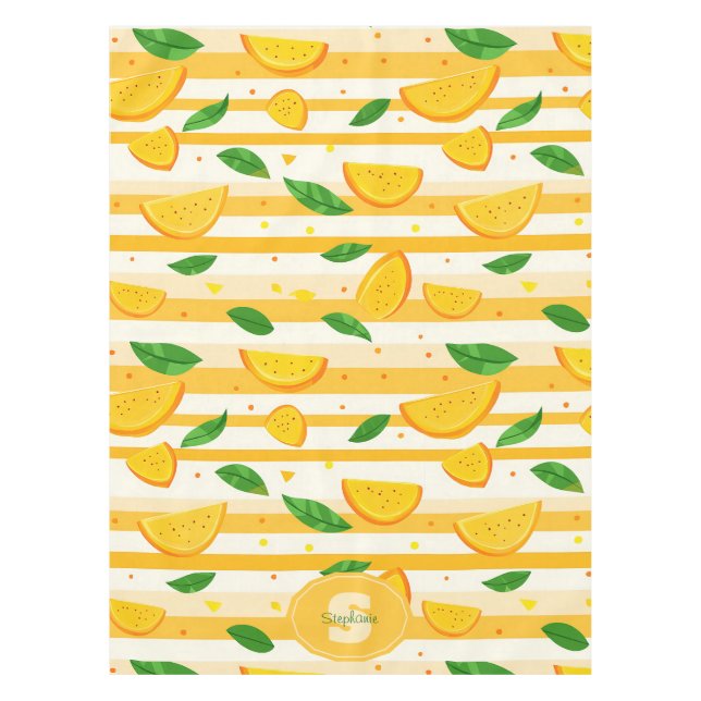 Nappe Jouer Motif de tranche orange avec Feuilles verts (Devant)