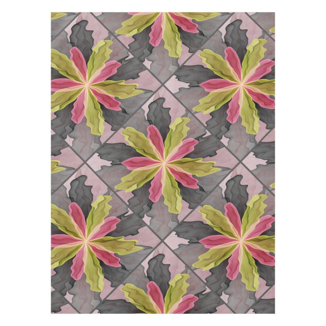 Nappe Joy, Vert rose Anthracite Imaginaire Fleur Fractal (Devant)