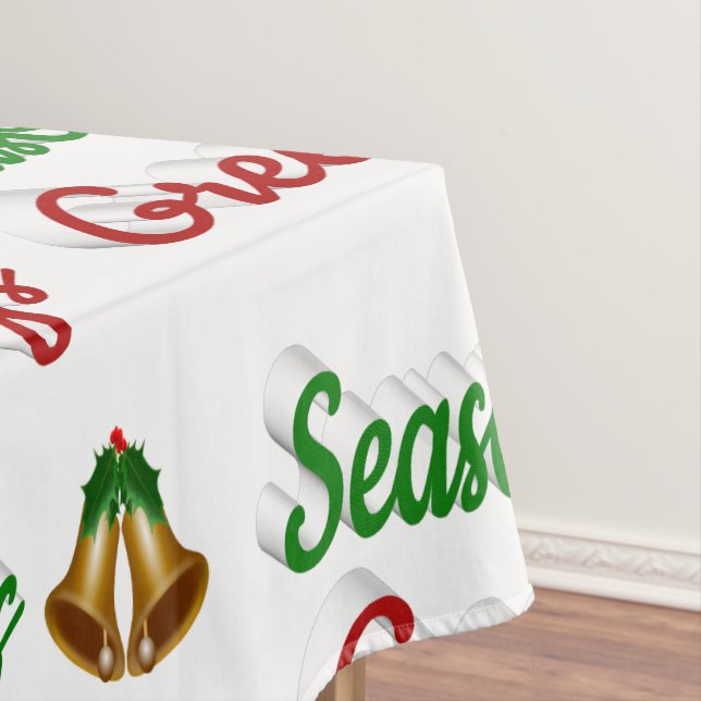 Nappe Joyeuses Fêtes Bells Noël rouge vert script (In Situ)