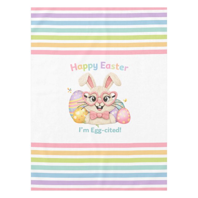 Nappe Joyeuses Pâques Je suis Excité Lapin  (Devant)
