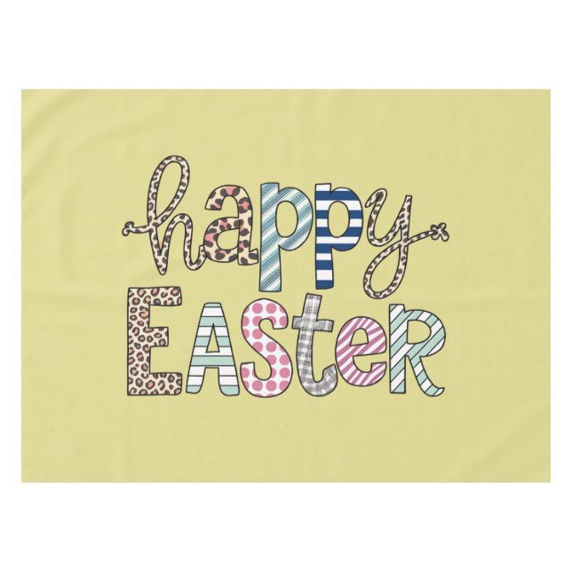Nappe Joyeuses Pâques Lapin Floral Mignon Printemps Léop (Devant (Horizontal))