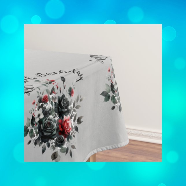 Nappe Joyeux 50e anniversaire Roses rouge et noir | (Créateur téléchargé)