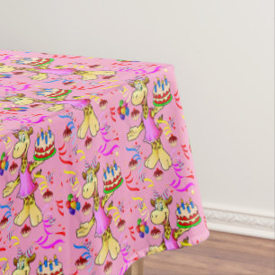 Nappe Joyeux Anniversaire Giraffe rose