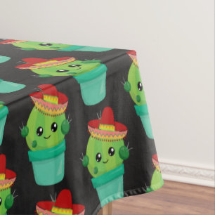Nappe Joyeux cactus vert dans un Motif du Sombrero rouge