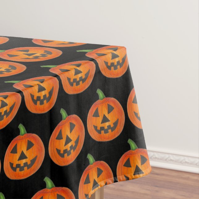 Nappe Joyeux Halloween Citrouille orange Jack o' Lantern (In Situ)