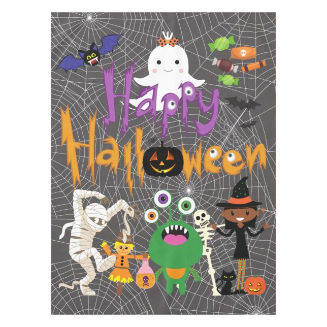 Nappe Joyeux Halloween Enfants Mignon et Effrayant   (Devant)