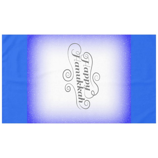 Nappe Joyeux Hanukkah Fond 2 tons Bleu Blanc (Devant (Horizontal))
