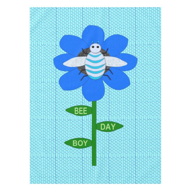 Nappe Joyeux jour de l'abeille garçon bleu anniversaire  (Devant)