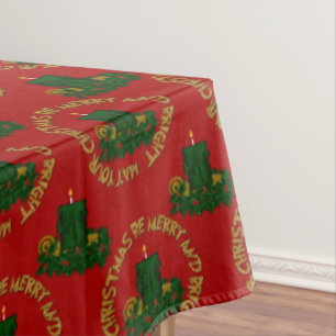 Nappe Joyeux, Lumineuse, Bougie verte Xmas 60x104po