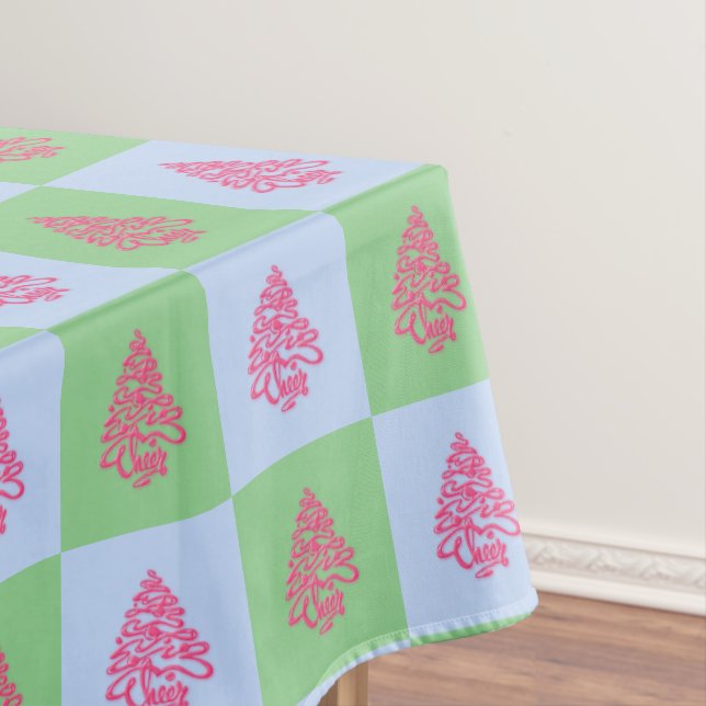 Nappe Joyeux Noël Arbres-3 COTON TABLECLOTH 52x70 (In Situ)