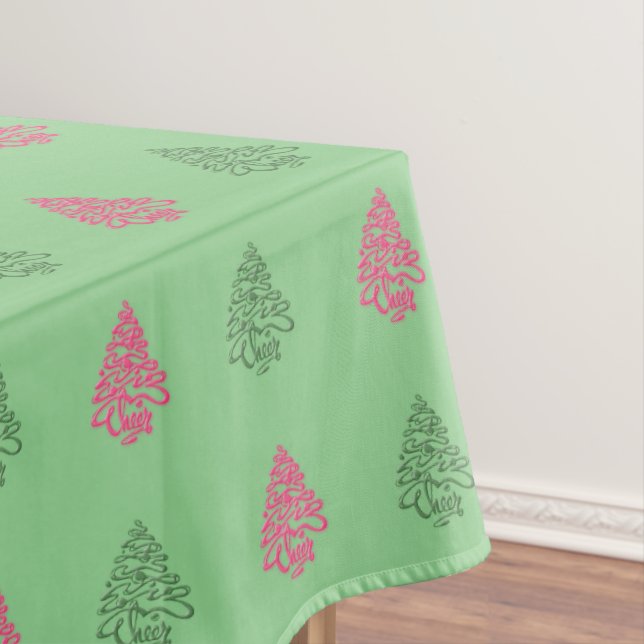 Nappe Joyeux Noël Arbres-5-COTON TABLECLOTH 52x70 (In Situ)