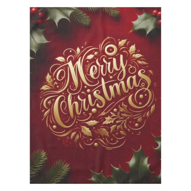 Nappe Joyeux Noël de verdure (Devant)