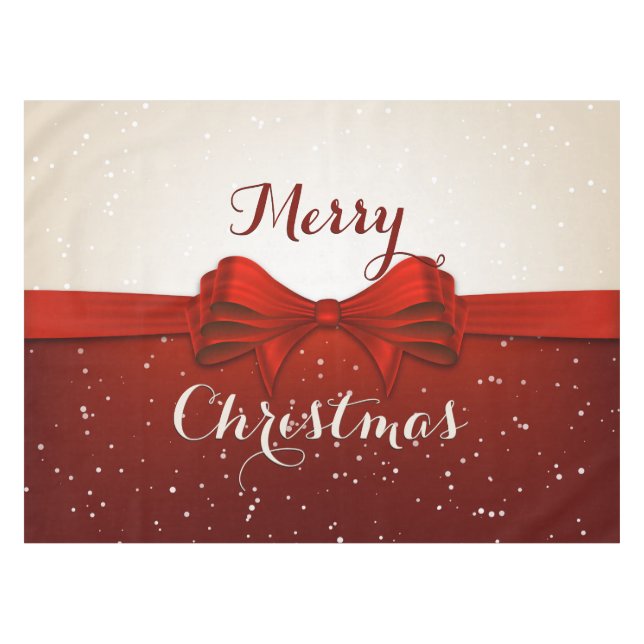 Nappe Joyeux Noël Fente de neige et de ruban rouge (Devant (Horizontal))