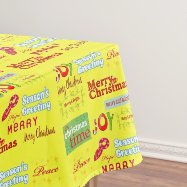 Nappe Joyeux Noël, Joie, Joyeuses Fêtes, Jaune (In Situ)