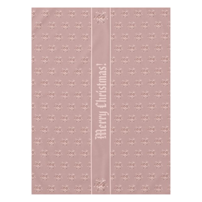 Nappe Joyeux Noël ou vos flocons de neige roses d'or des (Devant)
