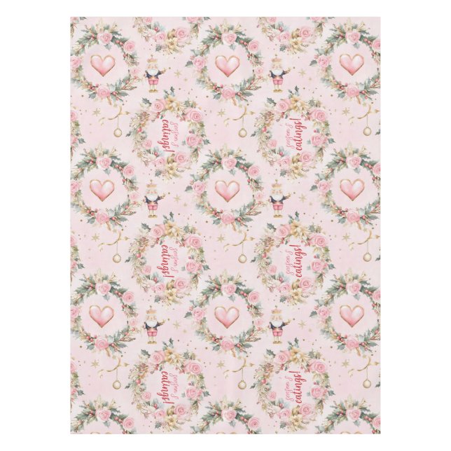 Nappe Joyeux Nutcracker rose Vacances Beaux Guirlande pe (Devant)