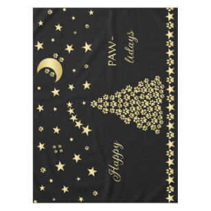 Nappe Joyeux Pawlidays, Or brillant Paw sapin de Noël