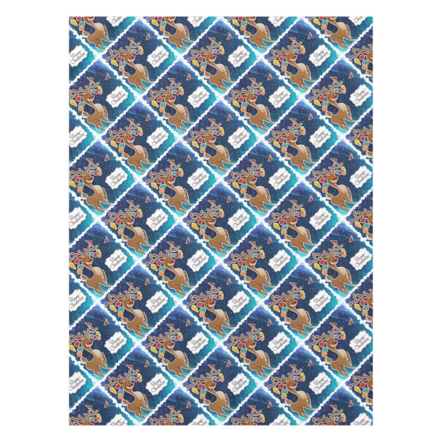 Nappe Joyeux rennes de Noël (Devant)