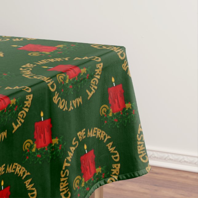 Nappe Joyeux, Rouge Xmas Candle-Nappe 60x104po (In Situ)
