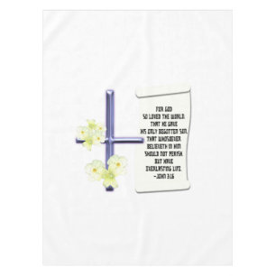 Nappe La croix fleurit l'écriture sainte John 3-16