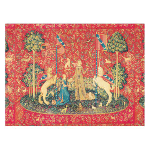 NAPPE LADY AND UNICORN, FLEURS D'IMAGINAIRES, ANIMAUX, F