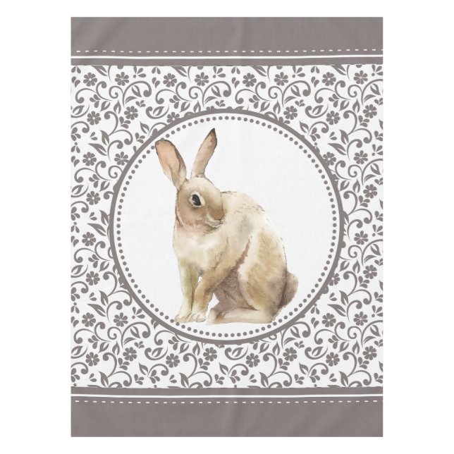 Nappe Lapin de Pâques Brun floral (Devant)