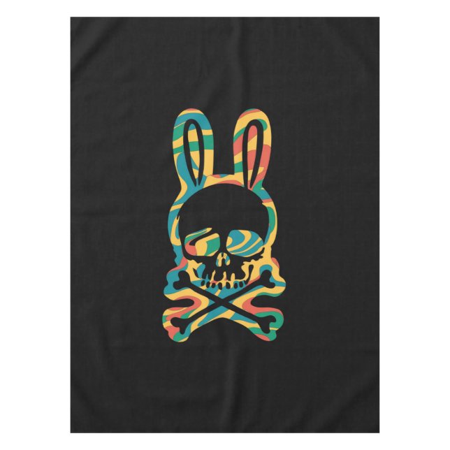 Nappe Lapin de Pâques Tie Dye Rétro Lapin Crâne Os Croix (Devant)