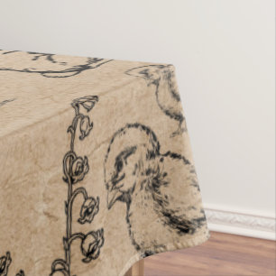 Nappe Lapin de Pâques vintage et Kraft de poussins Brown