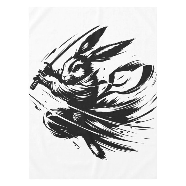 Nappe Lapin Guerrier à l'Encre Noire Samouraï (Devant)
