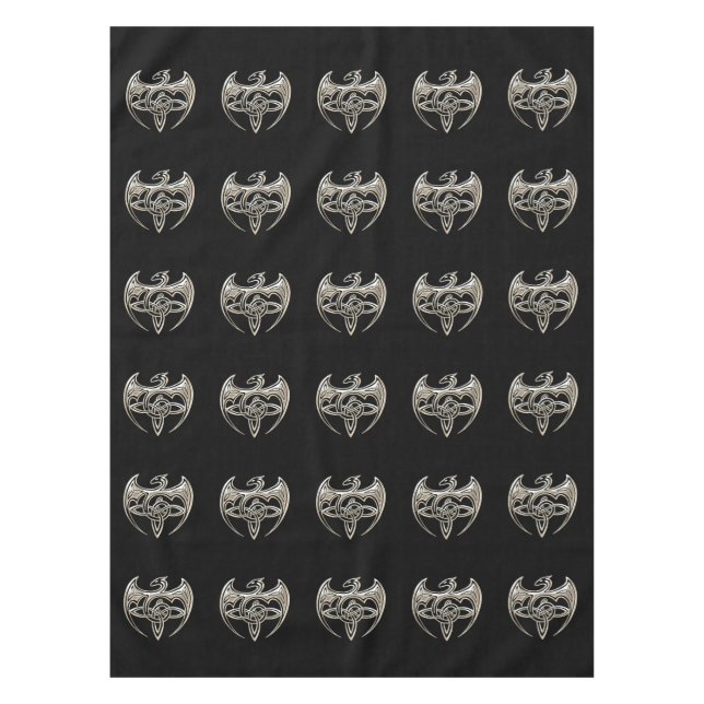 Nappe Le Celtic Trine de dragon argenté et noir noue (Devant)