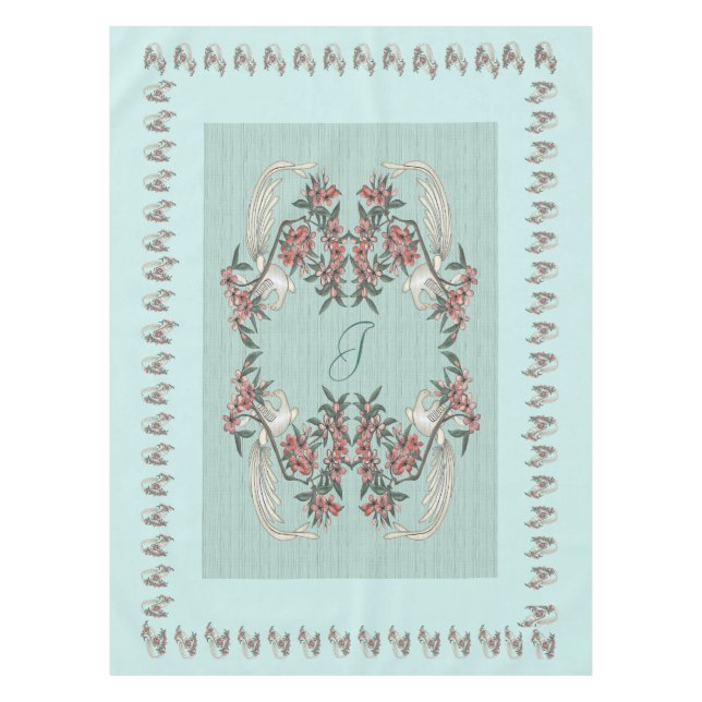 Nappe Le romantisme de la soie avec Monogramme 52" x 70" (Devant)