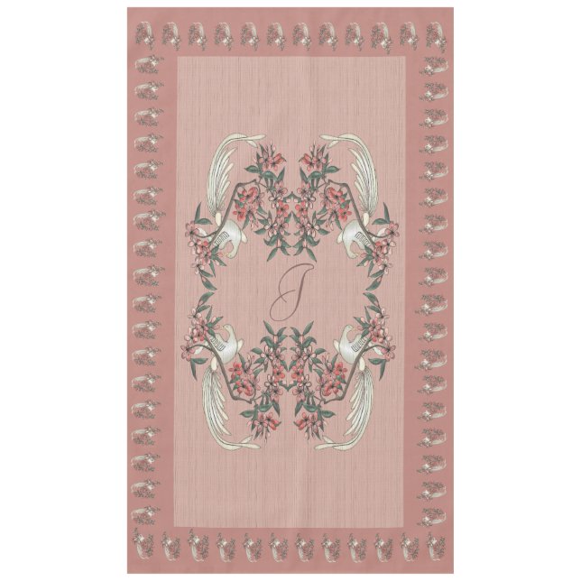 Nappe Le romantisme de la soie avec Monogramme 60" x 104 (Devant)