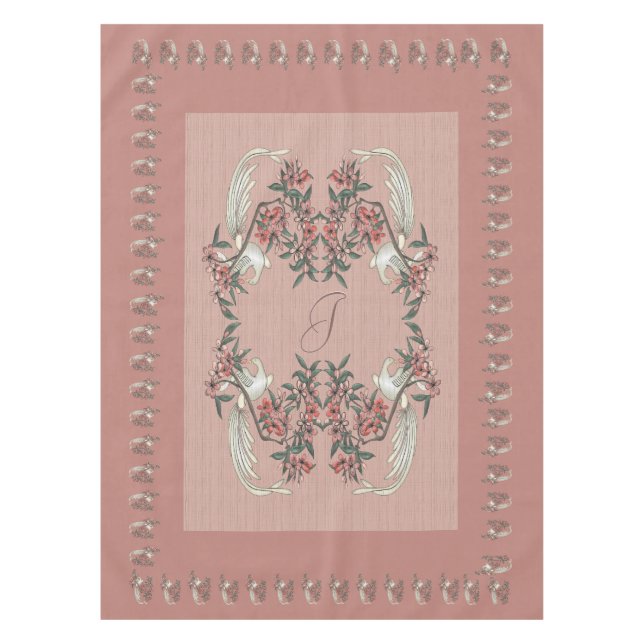 Nappe Le romantisme de la soie avec Monogramme Peach 52" (Devant)