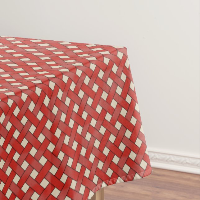 Nappe Le rotin rouge tissé sur une crème personnalisée (In Situ)