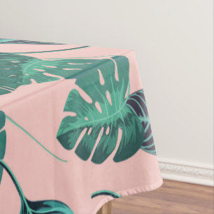 Nappe Le vert tropical de rose d'été laisse le motif d