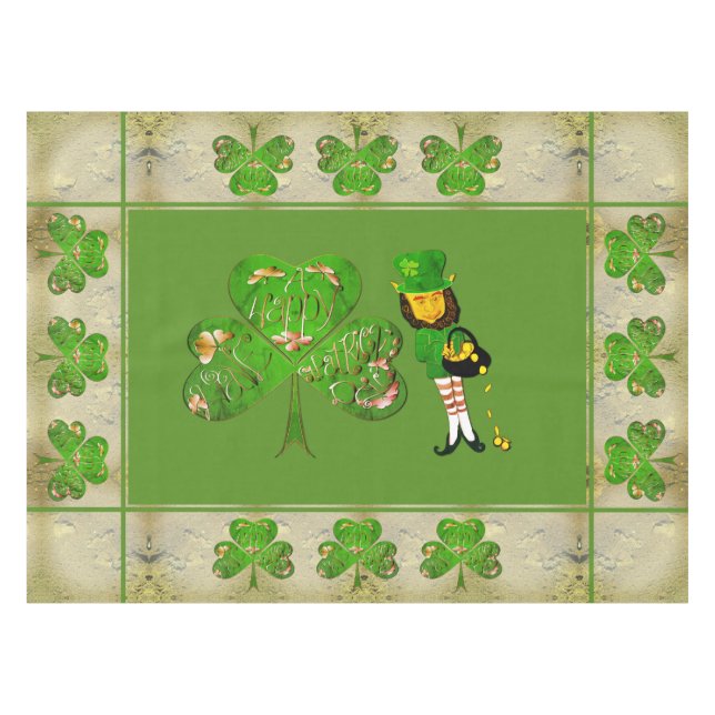 Nappe Leprechaun Shamrock "Bonne St. Patrick's (Devant (Horizontal))