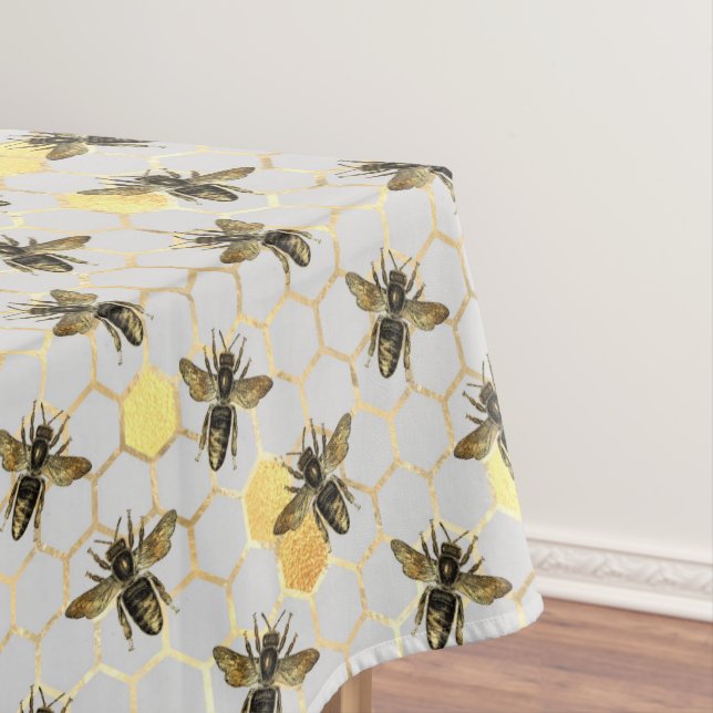 Nappe Les abeilles sur Honeypeb Motif Jaune Gold Grey (In Situ)