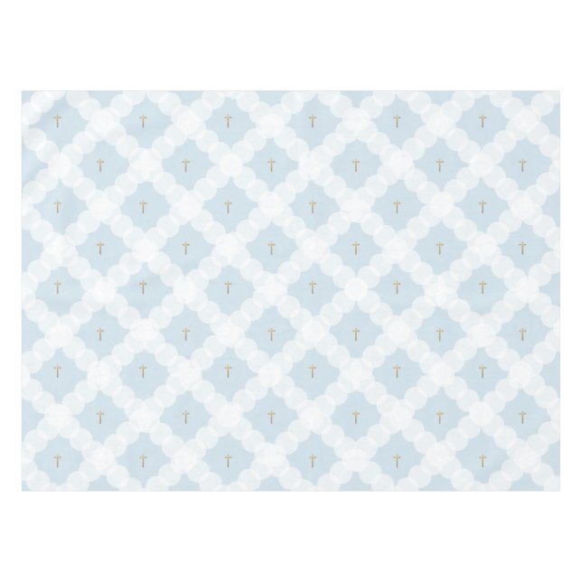 Nappe Les cercles blancs croisent l'or Baptême chrétien (Devant (Horizontal))
