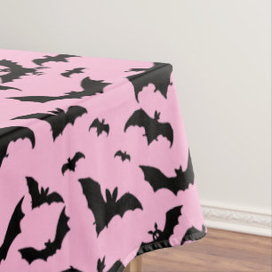 Nappe Les chauves-souris noires d'Halloween rose