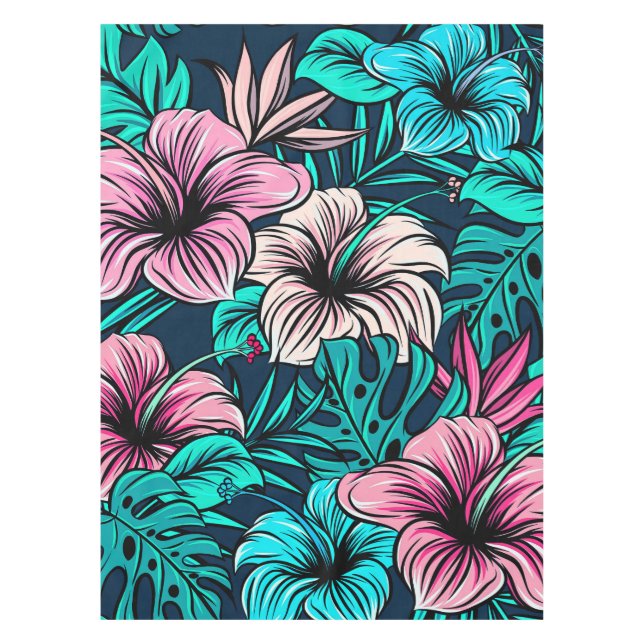 Nappe Les Fleurs tropicales Vintages et l'art Feuille| (Devant)