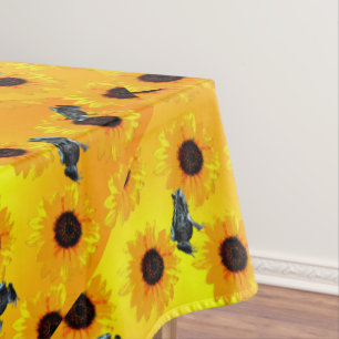 Nappe "Les grenouilles et les tournesols : un Motif de l