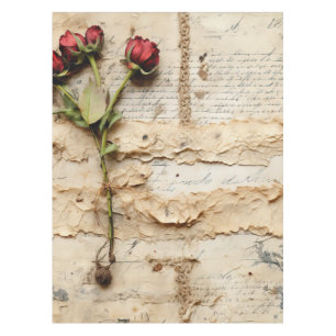 Nappe Lettre vintage d'amour parchemin avec fleurs (2)