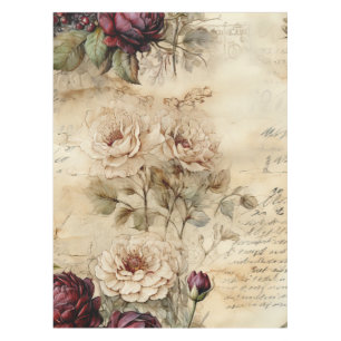 Nappe Lettre vintage d'amour parchemin avec fleurs (7)