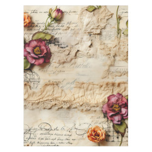 Nappe Lettre vintage d'amour parchemin avec fleurs (8)
