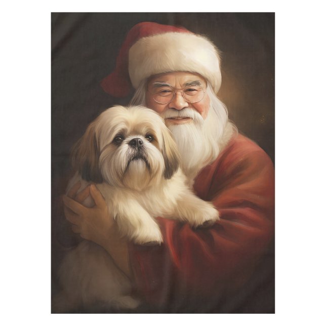 Nappe Lhasa Apso Avec Noël Festif Du Père Noël (Devant)