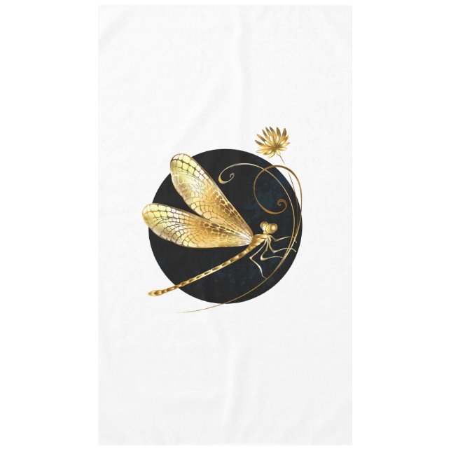 Nappe libellule d'or en cercle noir (Devant)