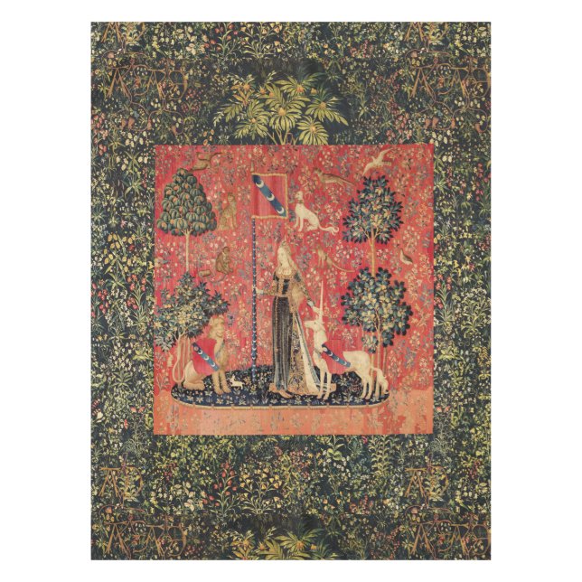 NAPPE LICORNE ET FLEURS GOTHIQUES D'IMAGINAIRE, MOTIFS (Devant)