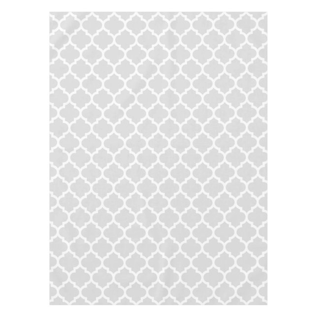 Nappe Light Gray White Moroccan Quatrefoil Pattern #5 (Devant)