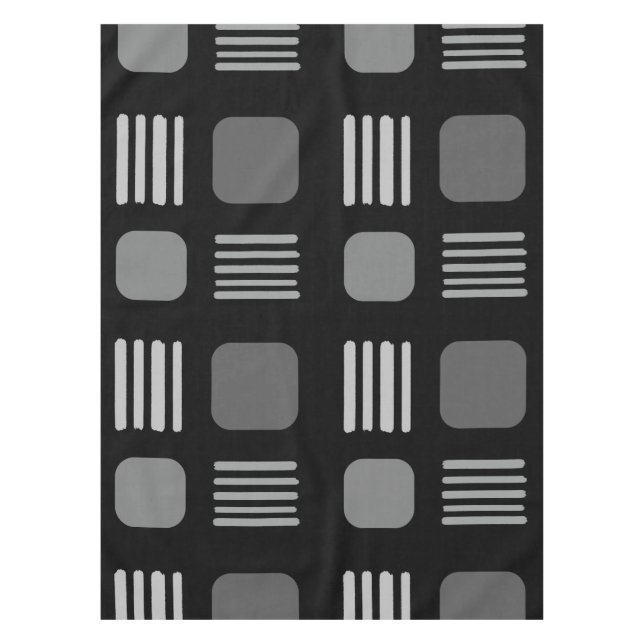 Nappe Lignes Carrés modernes du milieu du siècle gris fo (Devant)
