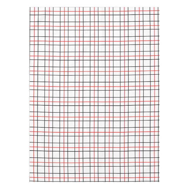 Nappe Lignes de grille noire rouge Conception de plis (Devant)